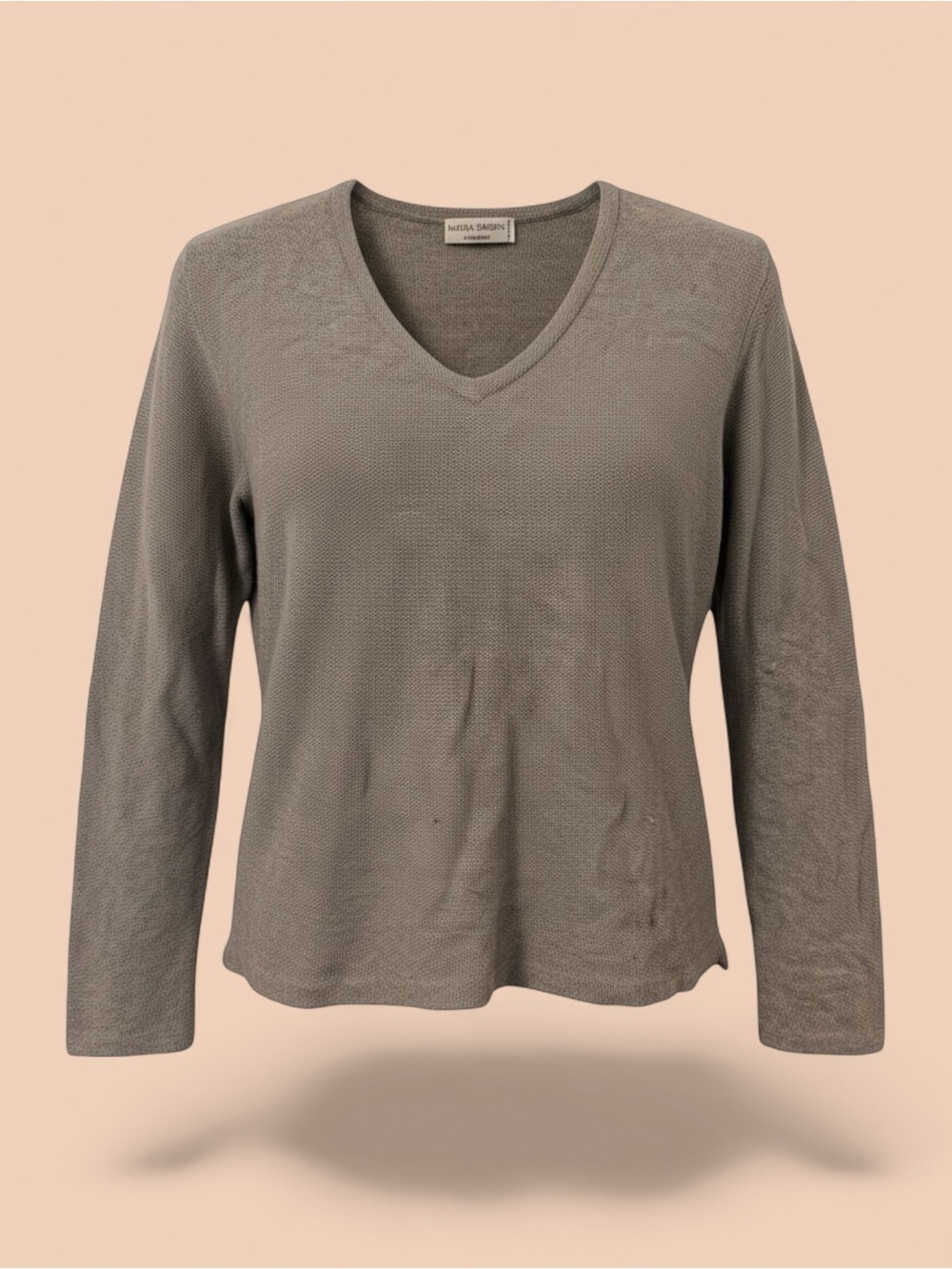 Maria Sartini Cashmere & Silk V-Neck Sweater in Light Taupe